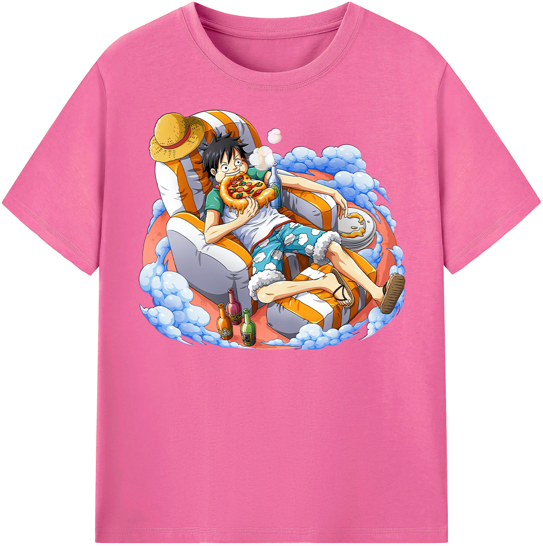 ワンピース モンキー・D・ルフィ ONE PIECE Monkey D. Luffy レディースカジュアルプリントTシャツ（綿100％）